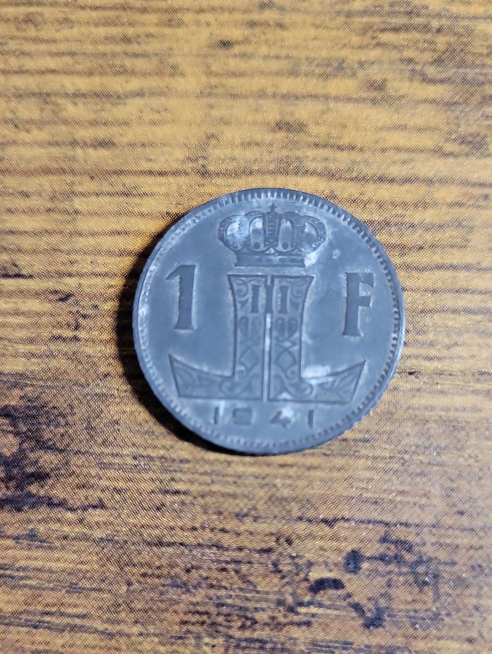 Vintage 1941 France 1 Franc Coin - Silver Tones